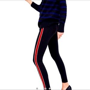 Zara black leggings with red and white side stripe